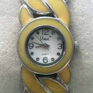 Vivani Yellow And Silver Tone Women’s Cuff Quartz Watch